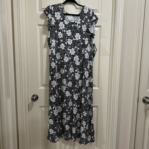 Old Navy ruffle sleeve midi dress black floral size 3X NWT